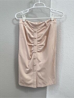 Belle Pogue Pink Tan Button Detail Skirt Size: S